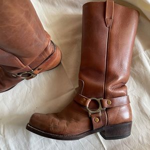Mid-calf brown engineer boots - vintage - perfect